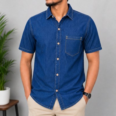 Collar Soft Wash Denim Half shirt
