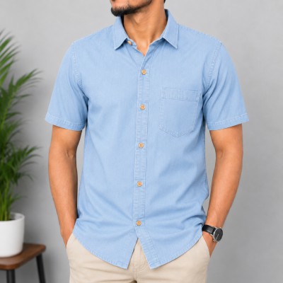 Collar Soft Wash Denim Half shirt