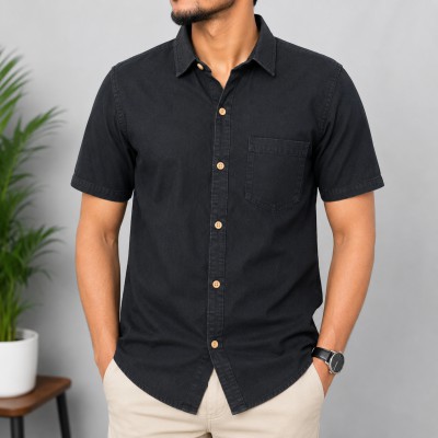 Collar Soft Wash Denim Half shirt
