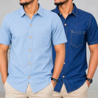 Collar Soft Wash Denim Half shirt