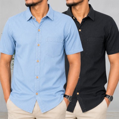 Collar Soft Wash Denim Half shirt