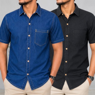 Collar Soft Wash Denim Half shirt