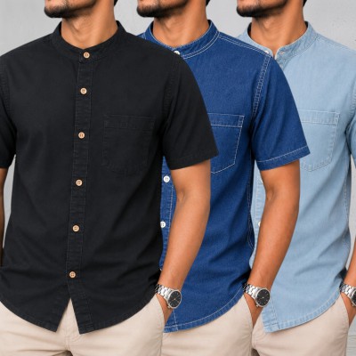 Ben Collar Soft Wash Denim Half shirt