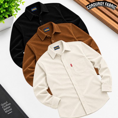 Corduroy Single Pocket shirt 3 pcs