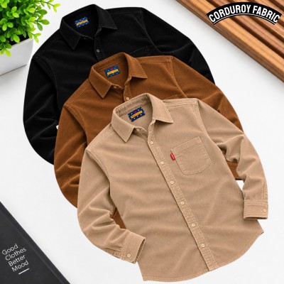 Corduroy Single Pocket shirt 3 pcs