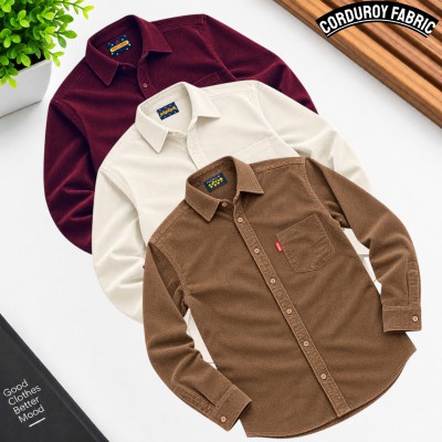 Corduroy Single Pocket shirt 3 pcs