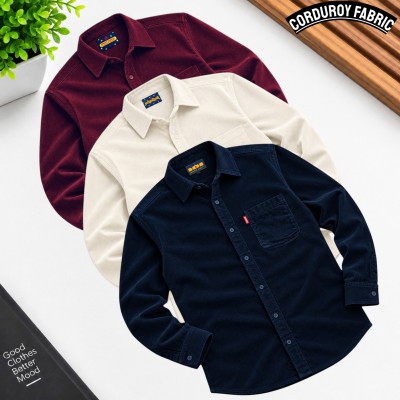 Corduroy Single Pocket shirt 3 pcs