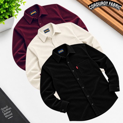 Corduroy Single Pocket shirt 3 pcs